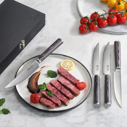 Cangshan 4-Piece Pakkawood Steak Knife Set | Wood Box, 10300535