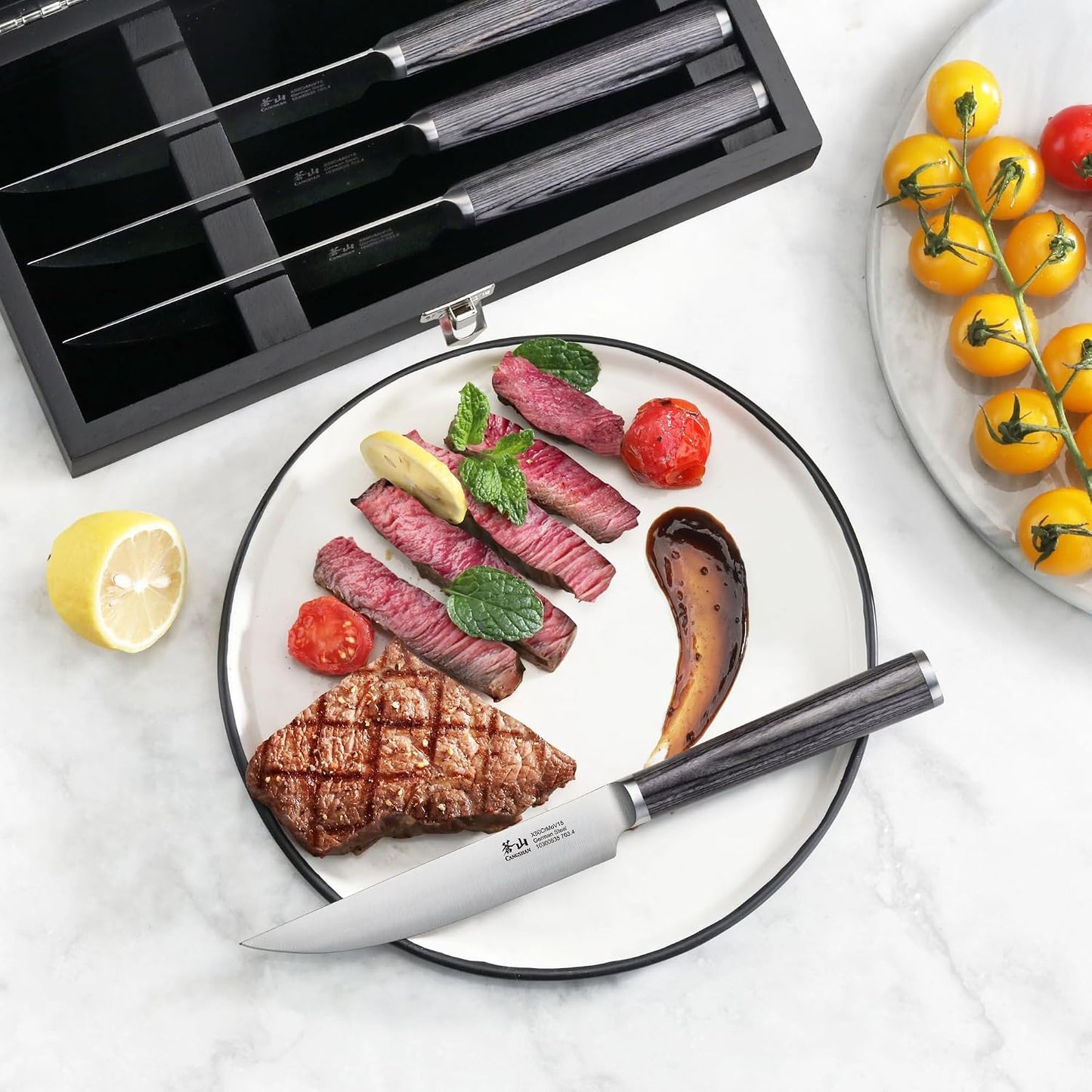 Cangshan 4-Piece Pakkawood Steak Knife Set | Wood Box, 10300535