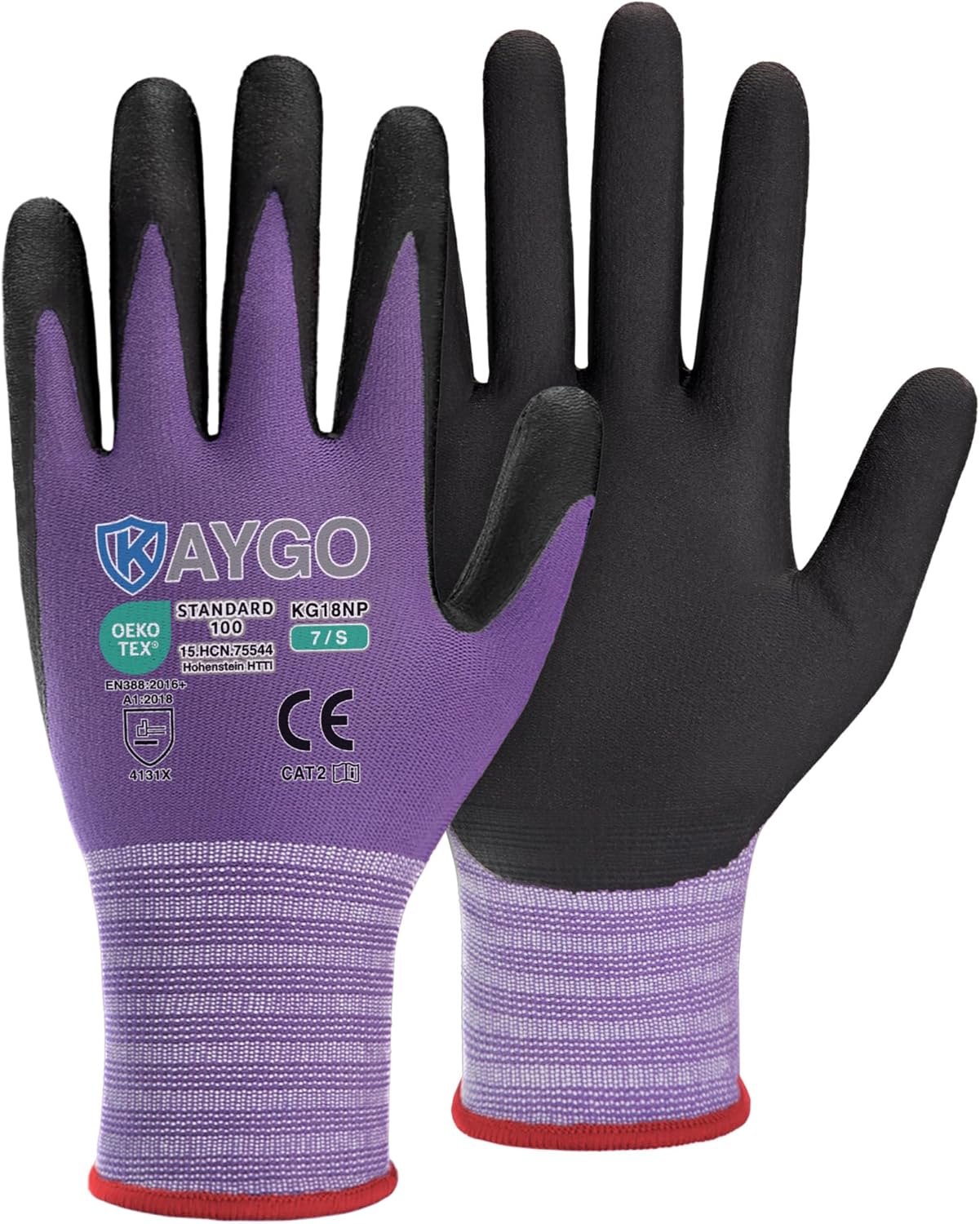 Safety Work Gloves, MicroFoam Nitrile Coated, Men Women,KG18N | Anti-Slip Grip, Breathable and Lightweight , Durable, Seamless Knit Nylon, For Construction, Warehouse, Automotive