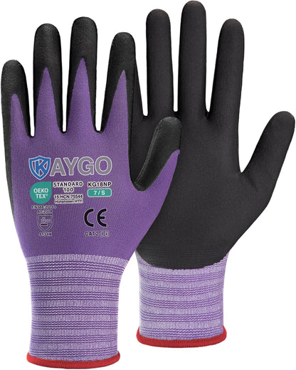 Safety Work Gloves, MicroFoam Nitrile Coated, Men Women,KG18N | Anti-Slip Grip, Breathable and Lightweight , Durable, Seamless Knit Nylon, For Construction, Warehouse, Automotive
