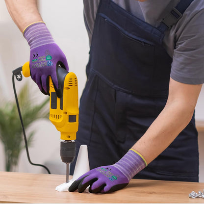 Safety Work Gloves, MicroFoam Nitrile Coated, Men Women,KG18N | Anti-Slip Grip, Breathable and Lightweight , Durable, Seamless Knit Nylon, For Construction, Warehouse, Automotive