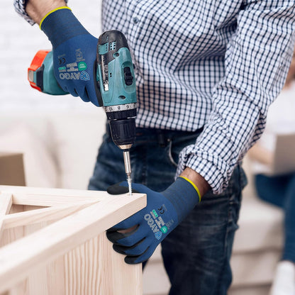 Safety Work Gloves, MicroFoam Nitrile Coated, Men Women,KG18N | Anti-Slip Grip, Breathable and Lightweight , Durable, Seamless Knit Nylon, For Construction, Warehouse, Automotive