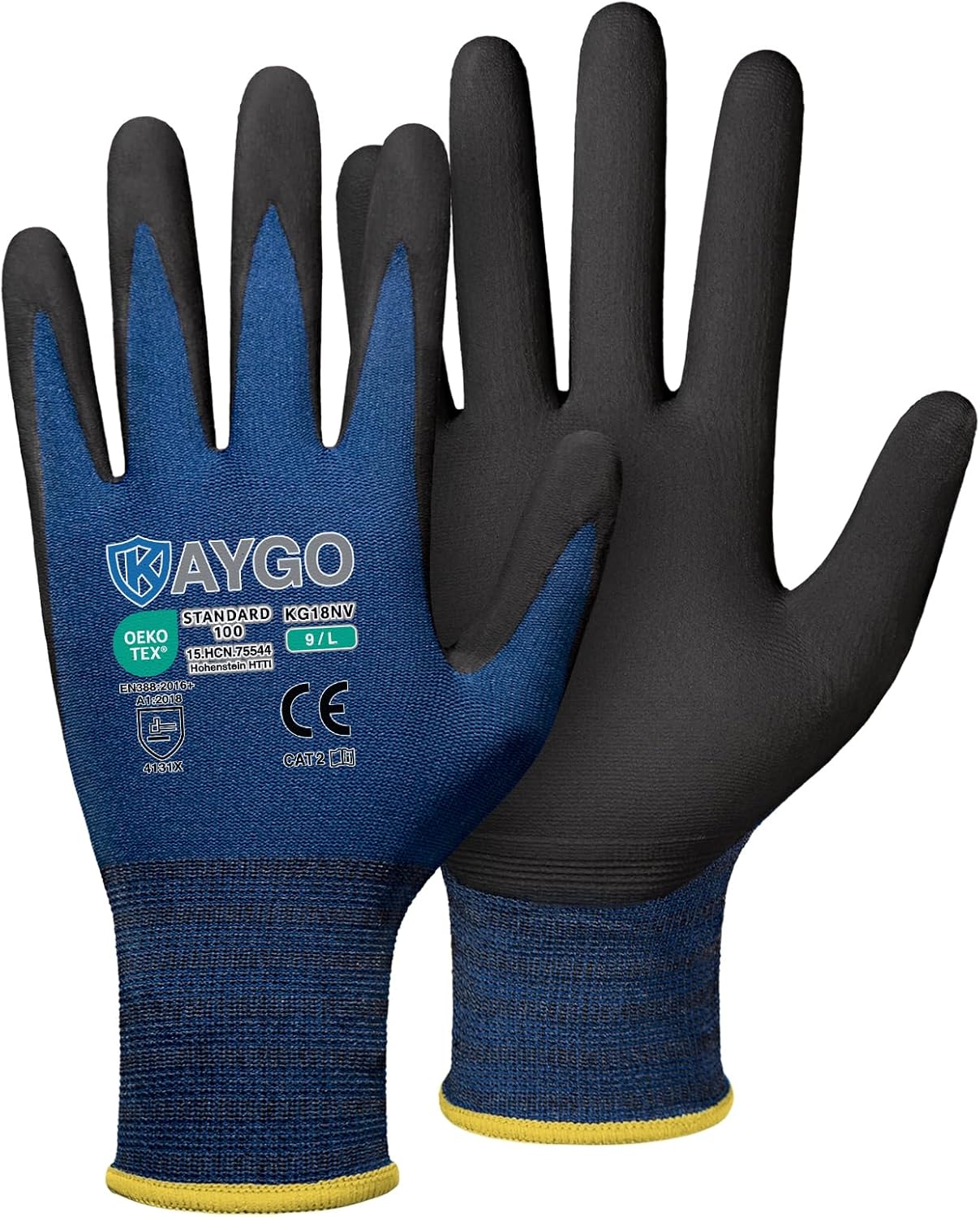 Safety Work Gloves, MicroFoam Nitrile Coated, Men Women,KG18N | Anti-Slip Grip, Breathable and Lightweight , Durable, Seamless Knit Nylon, For Construction, Warehouse, Automotive