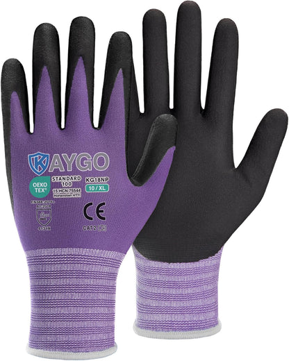 Safety Work Gloves, MicroFoam Nitrile Coated, Men Women,KG18N | Anti-Slip Grip, Breathable and Lightweight , Durable, Seamless Knit Nylon, For Construction, Warehouse, Automotive