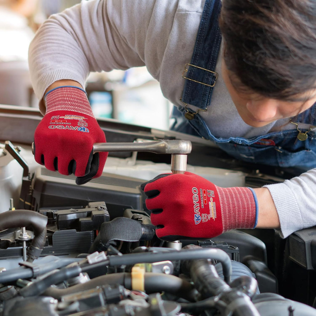 Safety Work Gloves, MicroFoam Nitrile Coated, Men Women,KG18N | Anti-Slip Grip, Breathable and Lightweight , Durable, Seamless Knit Nylon, For Construction, Warehouse, Automotive