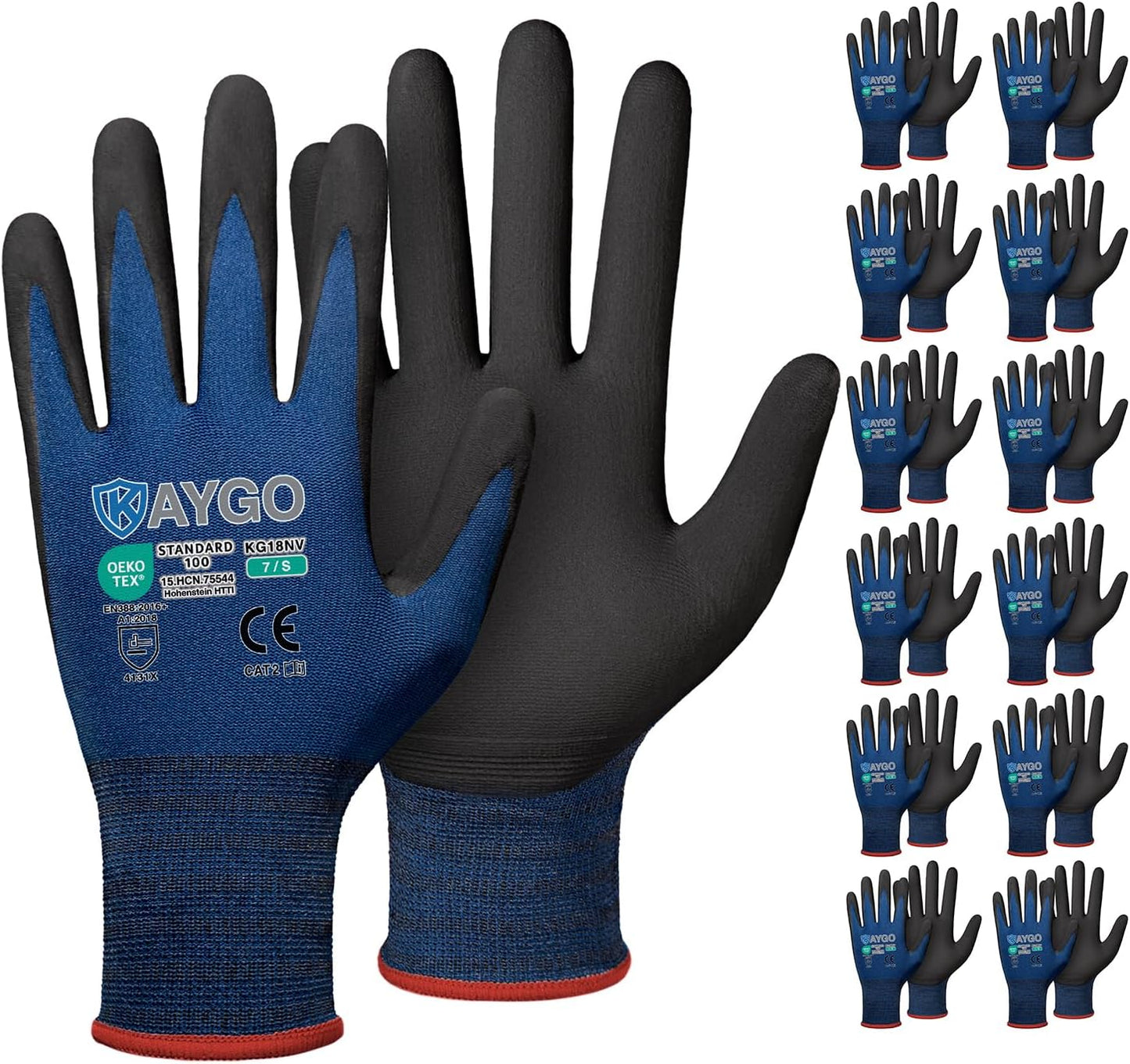 Safety Work Gloves, MicroFoam Nitrile Coated, Men Women,KG18N | Anti-Slip Grip, Breathable and Lightweight , Durable, Seamless Knit Nylon, For Construction, Warehouse, Automotive