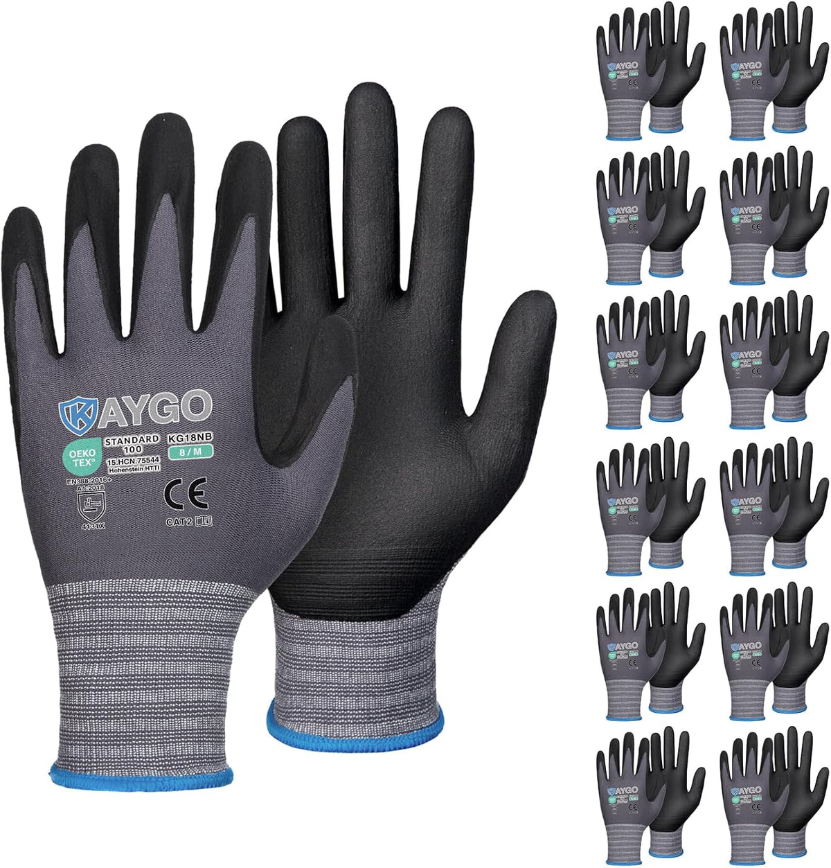 Safety Work Gloves, MicroFoam Nitrile Coated, Men Women,KG18N | Anti-Slip Grip, Breathable and Lightweight , Durable, Seamless Knit Nylon, For Construction, Warehouse, Automotive