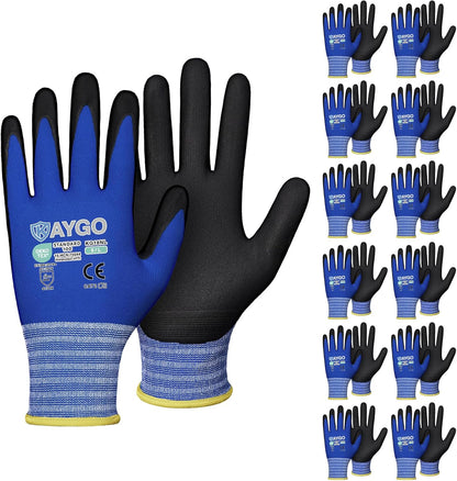 Safety Work Gloves, MicroFoam Nitrile Coated, Men Women,KG18N | Anti-Slip Grip, Breathable and Lightweight , Durable, Seamless Knit Nylon, For Construction, Warehouse, Automotive