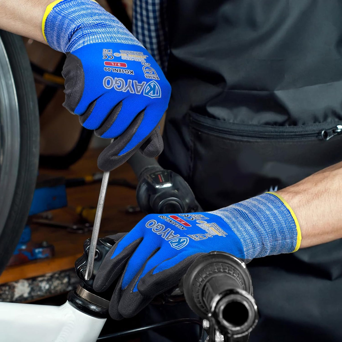 Safety Work Gloves, MicroFoam Nitrile Coated, Men Women,KG18N | Anti-Slip Grip, Breathable and Lightweight , Durable, Seamless Knit Nylon, For Construction, Warehouse, Automotive