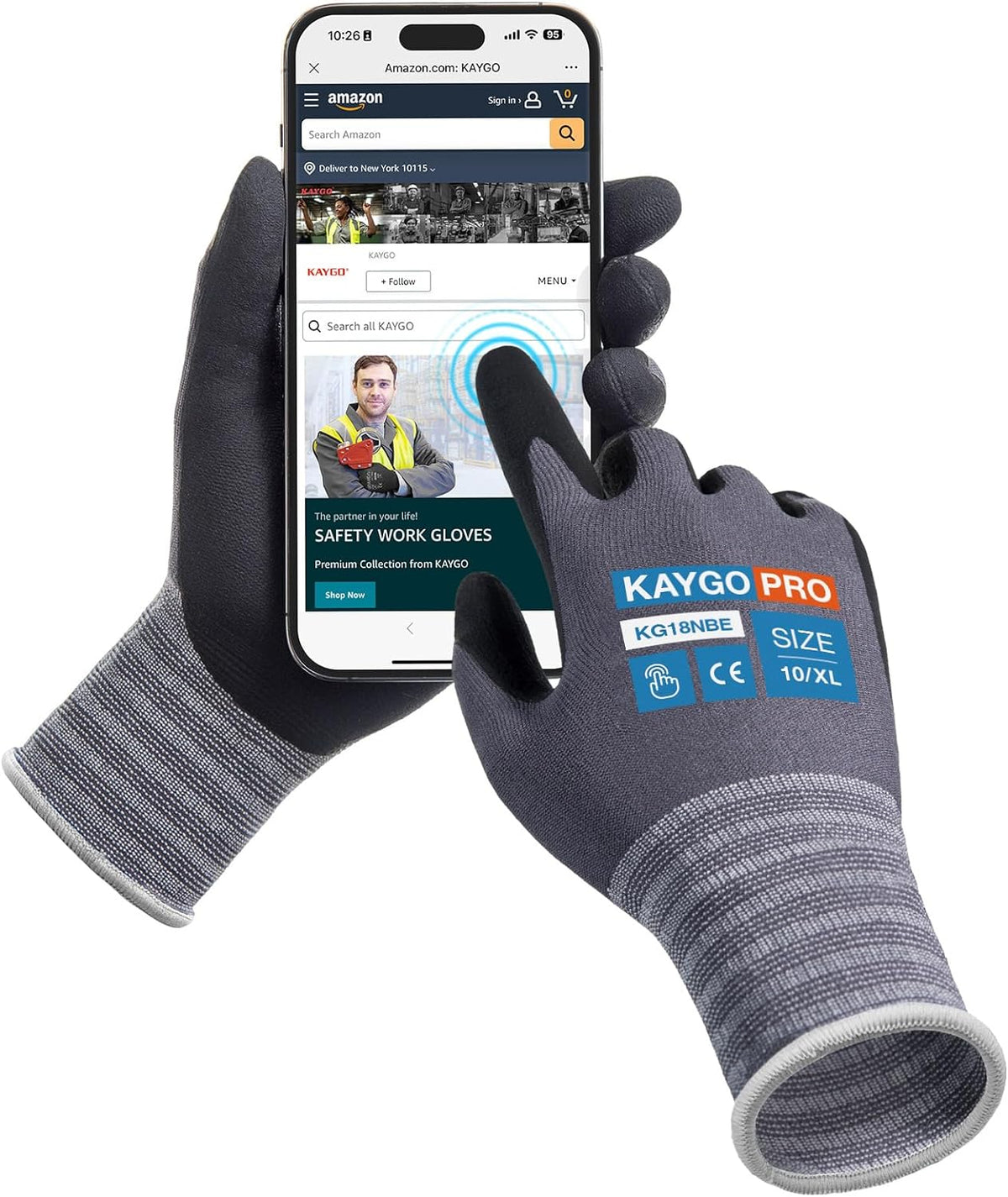 Safety Work Gloves, MicroFoam Nitrile Coated, Men Women,KG18N | Anti-Slip Grip, Breathable and Lightweight , Durable, Seamless Knit Nylon, For Construction, Warehouse, Automotive
