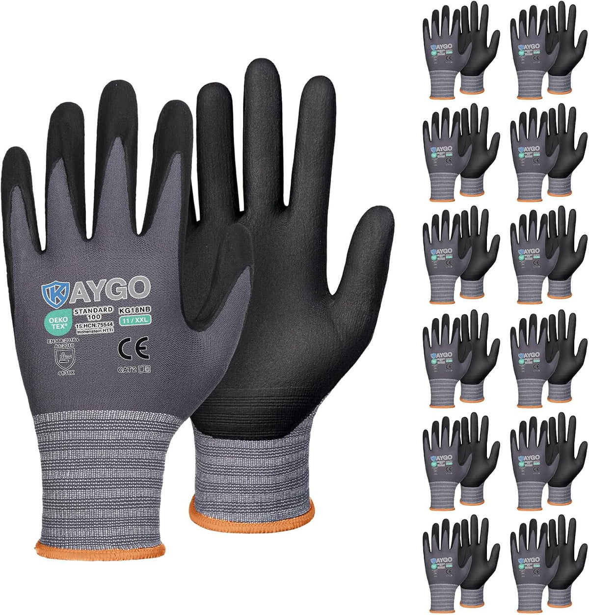 Safety Work Gloves, MicroFoam Nitrile Coated, Men Women,KG18N | Anti-Slip Grip, Breathable and Lightweight , Durable, Seamless Knit Nylon, For Construction, Warehouse, Automotive