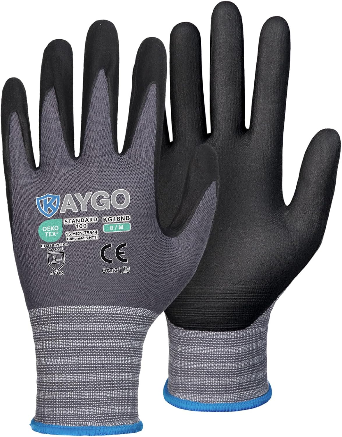 Safety Work Gloves, MicroFoam Nitrile Coated, Men Women,KG18N | Anti-Slip Grip, Breathable and Lightweight , Durable, Seamless Knit Nylon, For Construction, Warehouse, Automotive