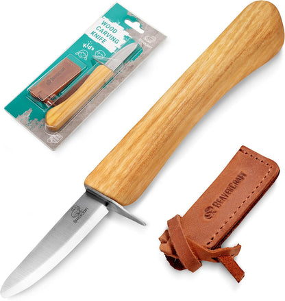 Whittling Knife for Kids, Beginners - Safety Wood Carving Knife C1 Kid - Whittling Knives with Rounded Tip for Children, Entry-Level Carvers - Wood Carving Tools for Beginners, Boy Scout