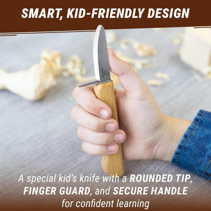 Whittling Knife for Kids, Beginners - Safety Wood Carving Knife C1 Kid - Whittling Knives with Rounded Tip for Children, Entry-Level Carvers - Wood Carving Tools for Beginners, Boy Scout