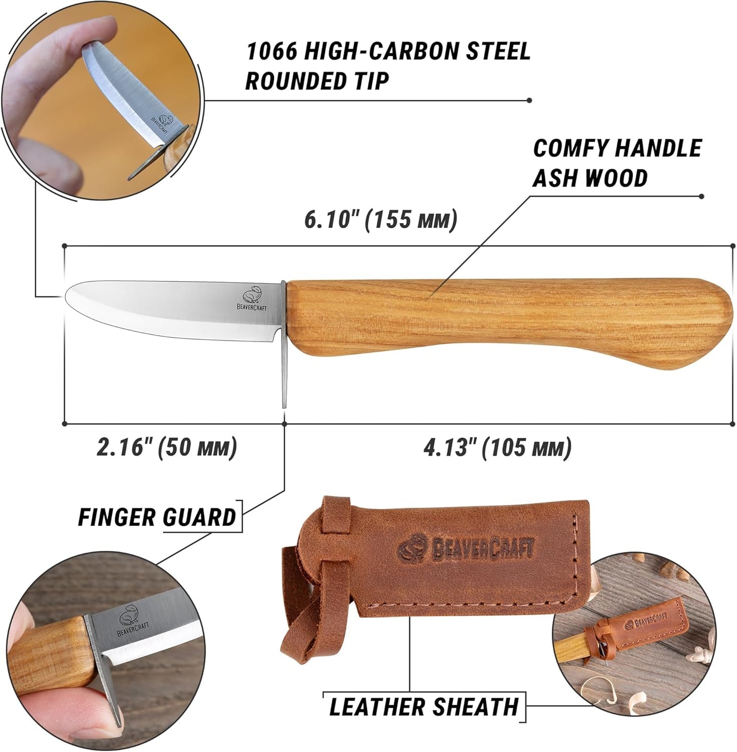 Whittling Knife for Kids, Beginners - Safety Wood Carving Knife C1 Kid - Whittling Knives with Rounded Tip for Children, Entry-Level Carvers - Wood Carving Tools for Beginners, Boy Scout