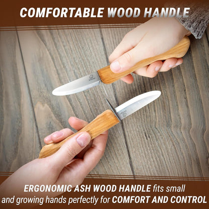 Whittling Knife for Kids, Beginners - Safety Wood Carving Knife C1 Kid - Whittling Knives with Rounded Tip for Children, Entry-Level Carvers - Wood Carving Tools for Beginners, Boy Scout