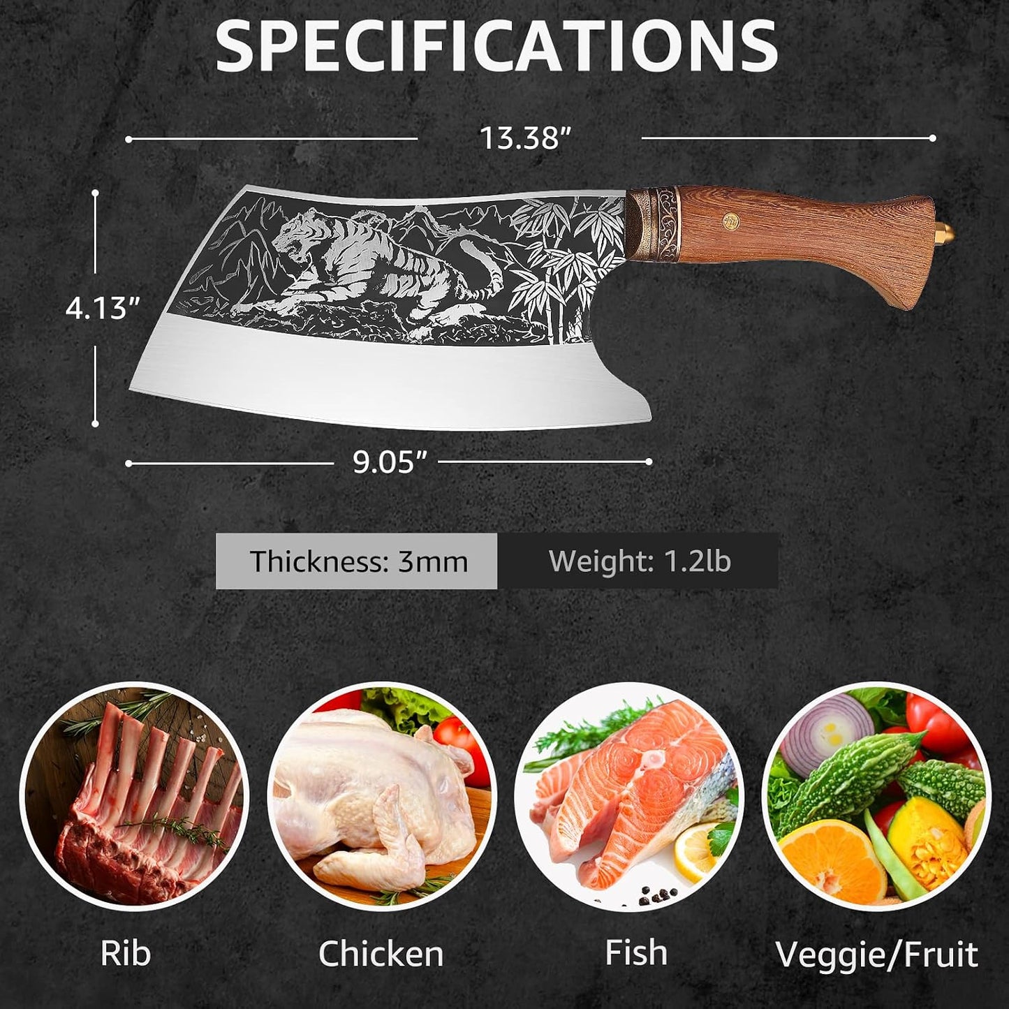 TOMBRO Huusk Knife Forged Viking Knives Sharp Boning knife, Handmade Caveman Knife, High Carbon Steel Butcher Knives with Sheath, Japanese Chef Knife for Kitchen, Camping
