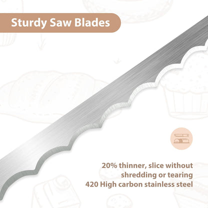 Sourdough Bread Knife, 16" Acacia Wood Slicer for Homemade Bread | wood bow with a serrated stainless steel blade cuts even slices of crusty sourdough, bagels and baguettes