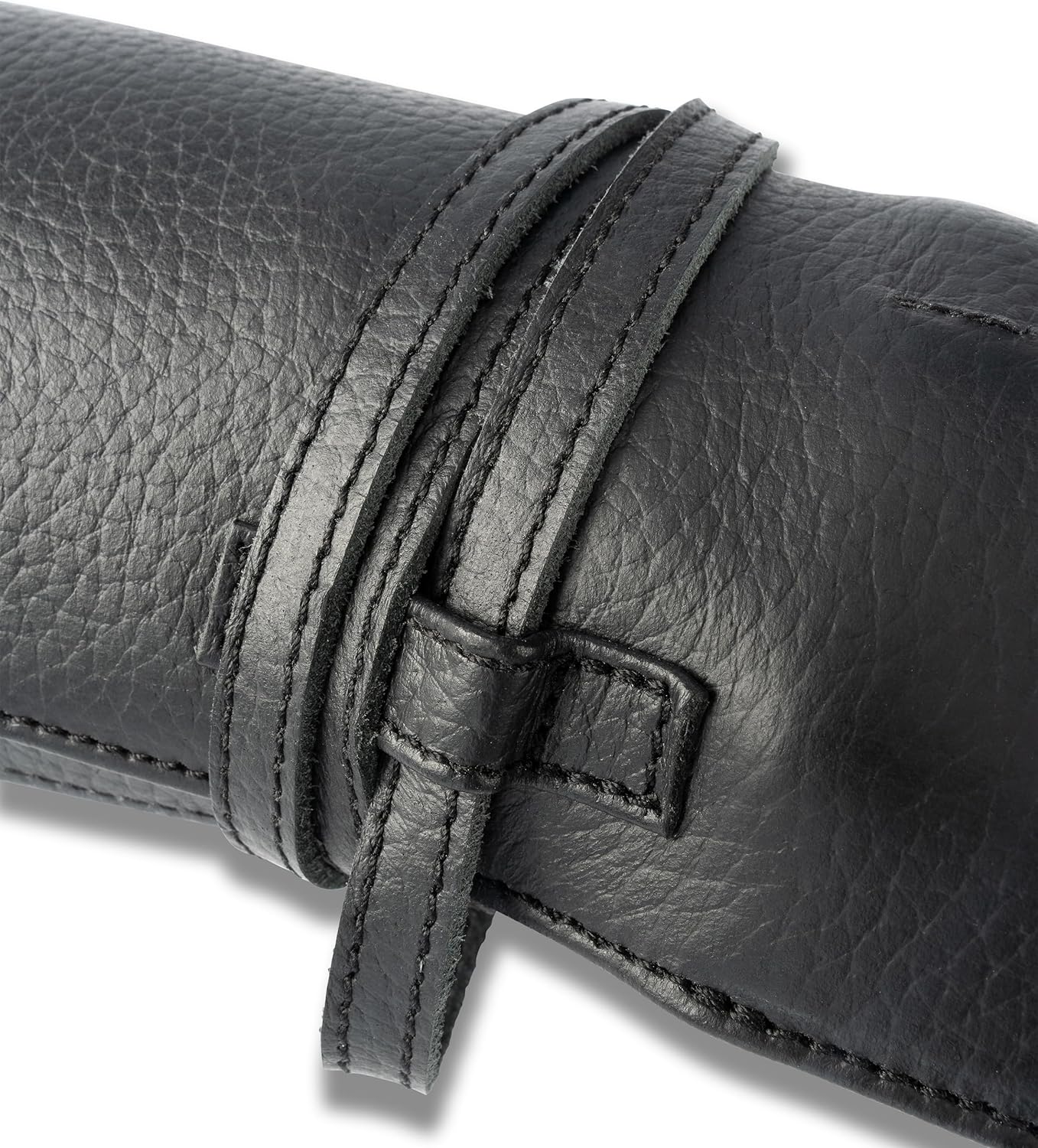 Leather Knife Roll Bag for Chef`s - Premium Knife Roll Case made of Genuine Water-Buffalo Leather, knives storage Bosse (black)