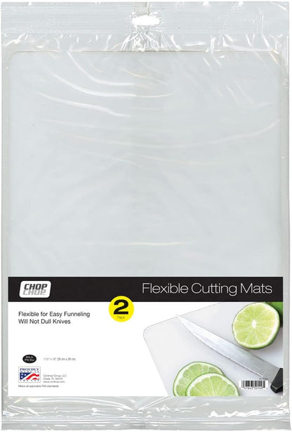 Cut N' Funnel Clear 2 Pack Frosted Flexible Plastic Cutting Board Mat 15" x 11.5" Made in the USA Flexible, Easy to Clean