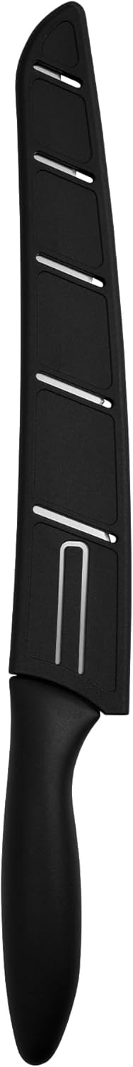 Kershaw 8” Bread Knife, Black, 8 Inch Serrated Blade | Included Sheath, With 16 Degree Single-Bevel Blade, Comfortable Handle, Bread Knife for Sourdough, Bagels, Pastries and More