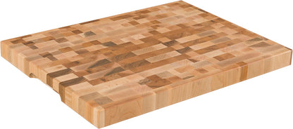 Maple End-Grain Butcher Block, Juice Groove, 12 x 16 x 1.25 in | Checkered Cutting Board, Handcrafted in Canada, Thick, for Meat, Cheese, Charcuterie