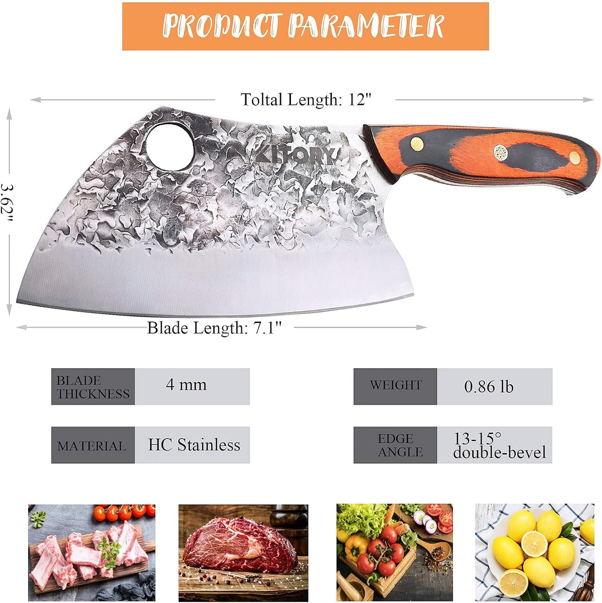 Serbian Chef Knife Meat Cleaver Forged Butcher Chopping Kitchen Knife, Full Tang, High Carbon Steel, Mosaic Rivet Pakkawood Handle for Home&Restaurant 2025 Gifts