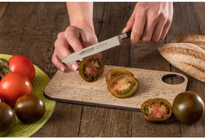 Forged Knife Serrated 5 Inch Nitrum Stainless Steel and 130 mm blade. Ergonomic Polyoxymethylene POM Handle. Series Riviera. Color Black