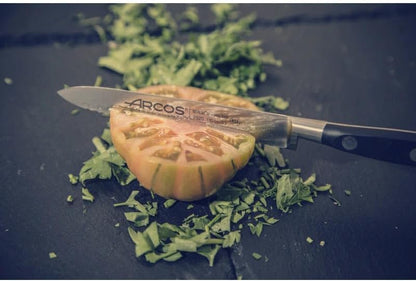 Forged Knife Serrated 5 Inch Nitrum Stainless Steel and 130 mm blade. Ergonomic Polyoxymethylene POM Handle. Series Riviera. Color Black