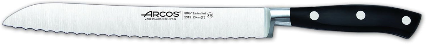 Forged Knife Serrated 5 Inch Nitrum Stainless Steel and 130 mm blade. Ergonomic Polyoxymethylene POM Handle. Series Riviera. Color Black