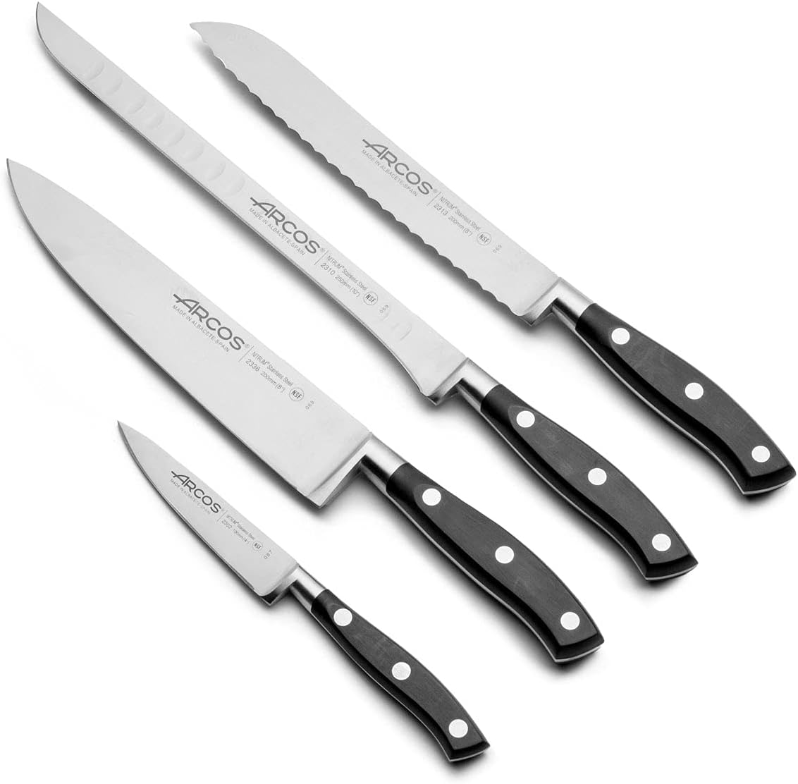 Forged Knife Serrated 5 Inch Nitrum Stainless Steel and 130 mm blade. Ergonomic Polyoxymethylene POM Handle. Series Riviera. Color Black