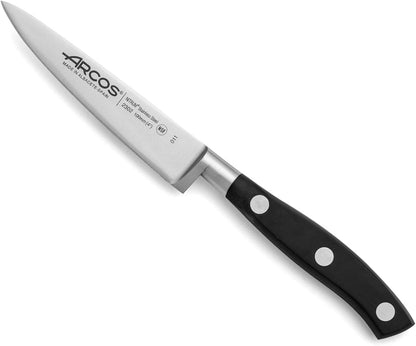 Forged Knife Serrated 5 Inch Nitrum Stainless Steel and 130 mm blade. Ergonomic Polyoxymethylene POM Handle. Series Riviera. Color Black
