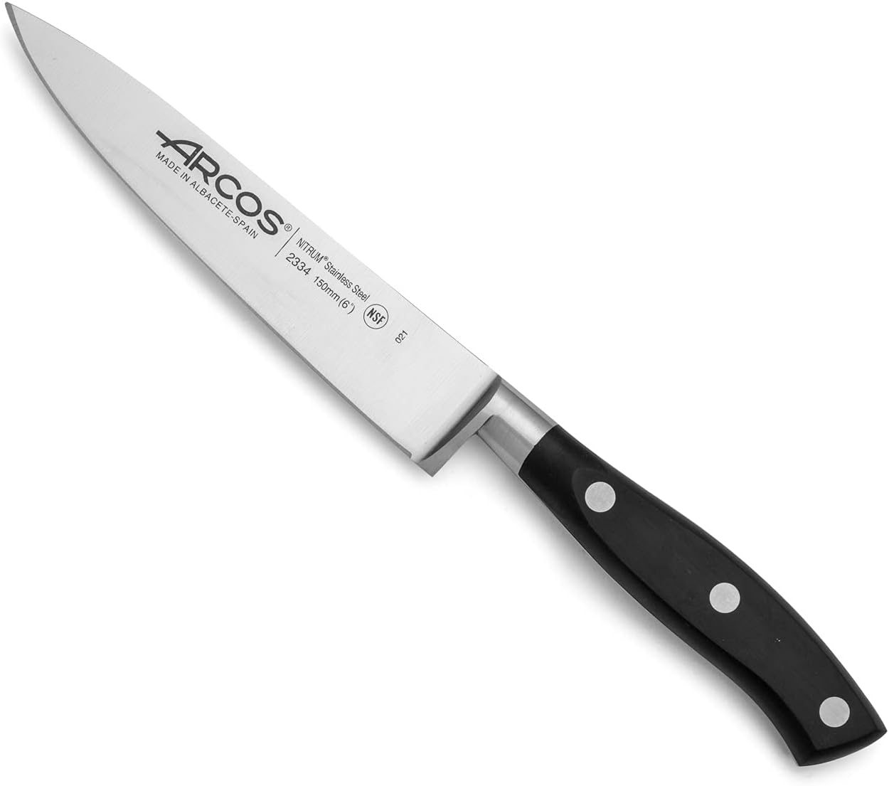 Forged Knife Serrated 5 Inch Nitrum Stainless Steel and 130 mm blade. Ergonomic Polyoxymethylene POM Handle. Series Riviera. Color Black