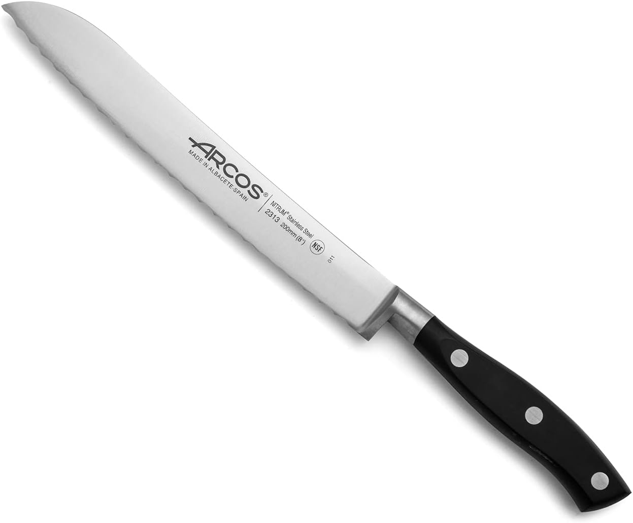 Forged Knife Serrated 5 Inch Nitrum Stainless Steel and 130 mm blade. Ergonomic Polyoxymethylene POM Handle. Series Riviera. Color Black