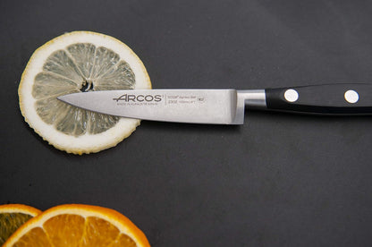 Forged Knife Serrated 5 Inch Nitrum Stainless Steel and 130 mm blade. Ergonomic Polyoxymethylene POM Handle. Series Riviera. Color Black