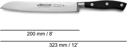 Forged Knife Serrated 5 Inch Nitrum Stainless Steel and 130 mm blade. Ergonomic Polyoxymethylene POM Handle. Series Riviera. Color Black