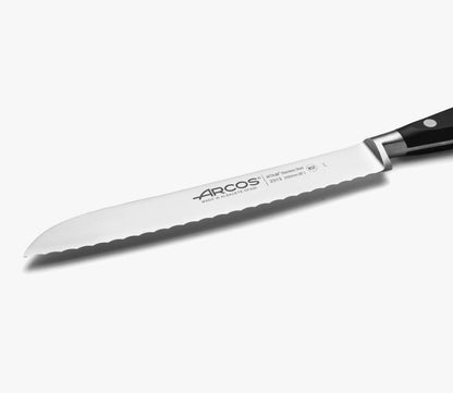 Forged Knife Serrated 5 Inch Nitrum Stainless Steel and 130 mm blade. Ergonomic Polyoxymethylene POM Handle. Series Riviera. Color Black