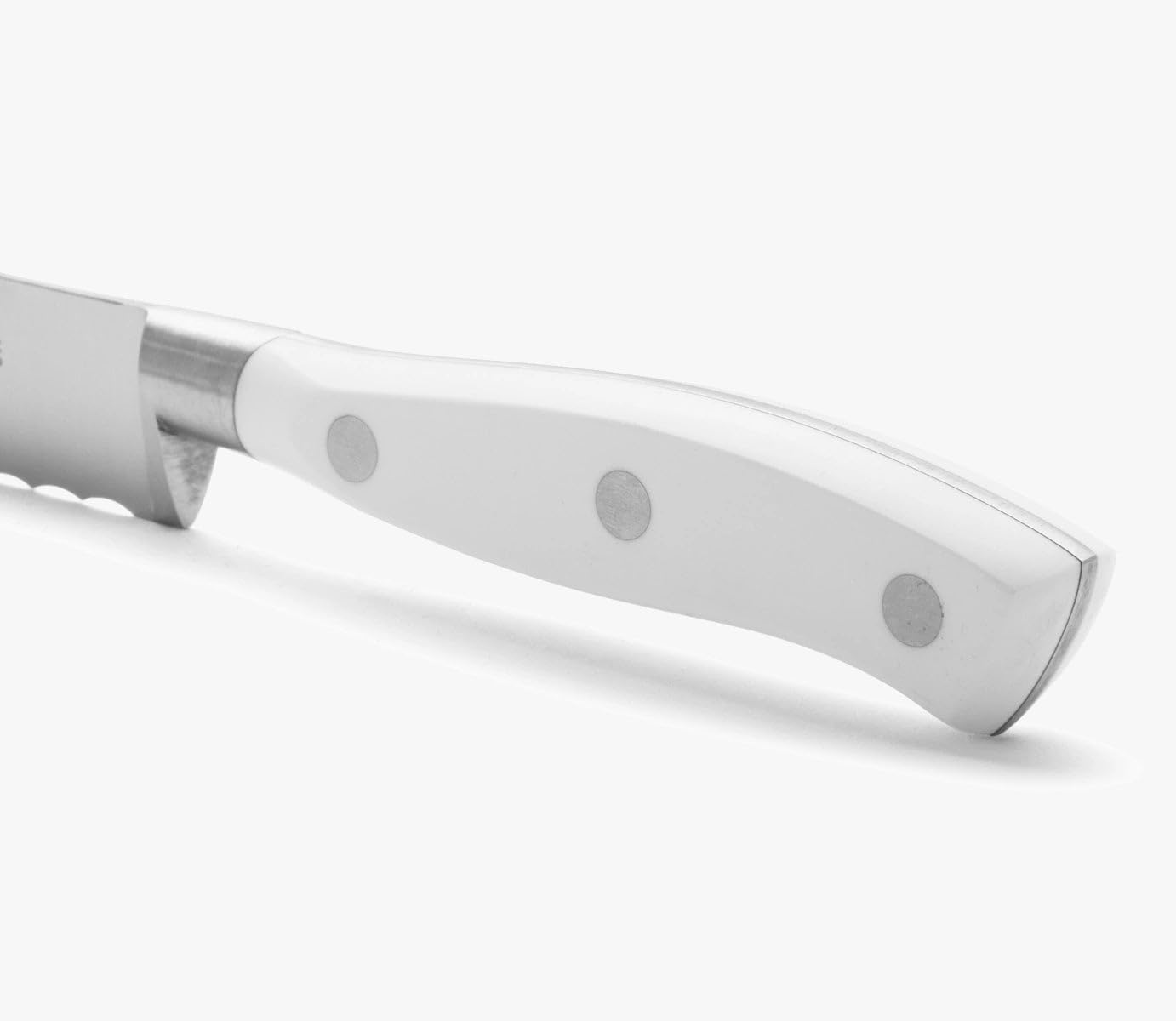 Forged Knife Serrated 5 Inch Nitrum Stainless Steel and 130 mm blade. Ergonomic Polyoxymethylene POM Handle. Series Riviera. Color Black
