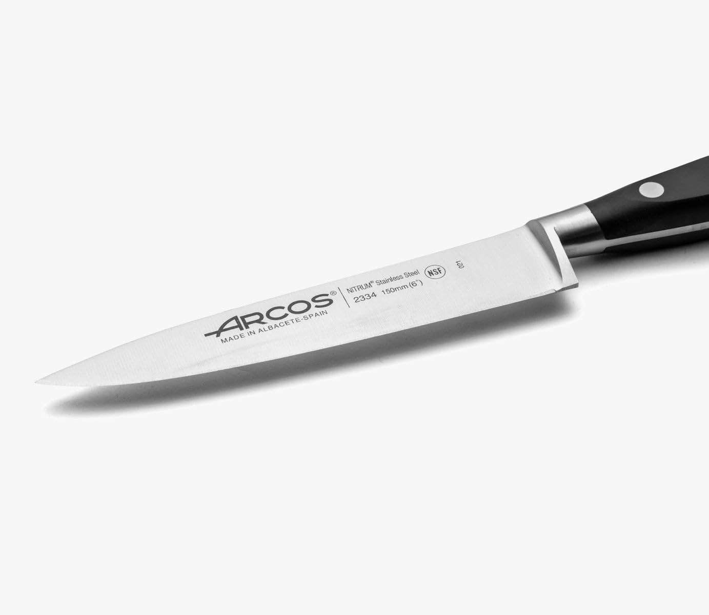 Forged Knife Serrated 5 Inch Nitrum Stainless Steel and 130 mm blade. Ergonomic Polyoxymethylene POM Handle. Series Riviera. Color Black