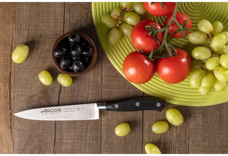 Forged Knife Serrated 5 Inch Nitrum Stainless Steel and 130 mm blade. Ergonomic Polyoxymethylene POM Handle. Series Riviera. Color Black
