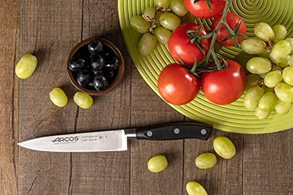 Forged Knife Serrated 5 Inch Nitrum Stainless Steel and 130 mm blade. Ergonomic Polyoxymethylene POM Handle. Series Riviera. Color Black