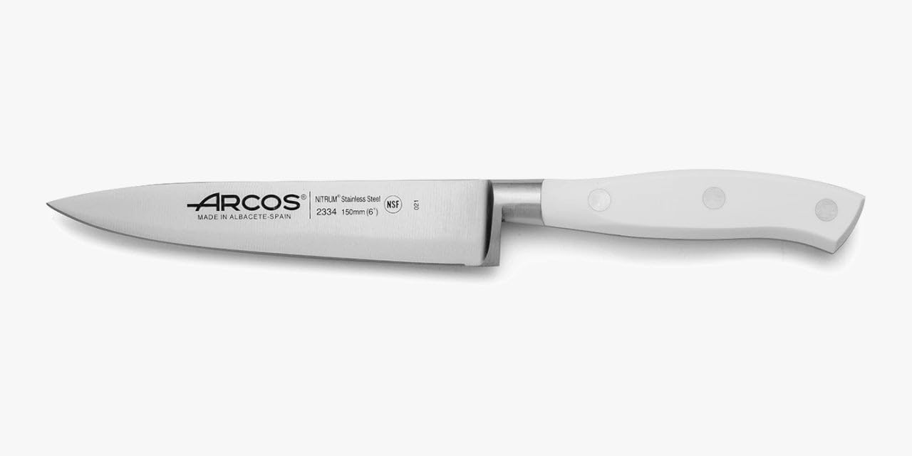 Forged Knife Serrated 5 Inch Nitrum Stainless Steel and 130 mm blade. Ergonomic Polyoxymethylene POM Handle. Series Riviera. Color Black