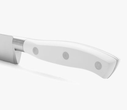 Forged Knife Serrated 5 Inch Nitrum Stainless Steel and 130 mm blade. Ergonomic Polyoxymethylene POM Handle. Series Riviera. Color Black