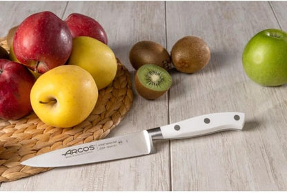 Forged Knife Serrated 5 Inch Nitrum Stainless Steel and 130 mm blade. Ergonomic Polyoxymethylene POM Handle. Series Riviera. Color Black