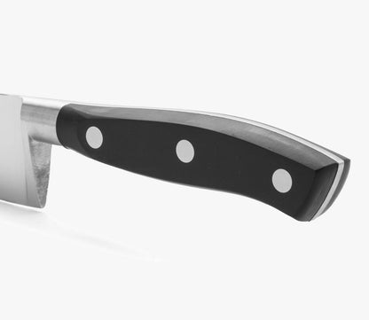 Forged Knife Serrated 5 Inch Nitrum Stainless Steel and 130 mm blade. Ergonomic Polyoxymethylene POM Handle. Series Riviera. Color Black