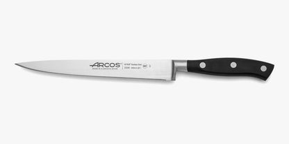 Forged Knife Serrated 5 Inch Nitrum Stainless Steel and 130 mm blade. Ergonomic Polyoxymethylene POM Handle. Series Riviera. Color Black