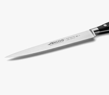 Forged Knife Serrated 5 Inch Nitrum Stainless Steel and 130 mm blade. Ergonomic Polyoxymethylene POM Handle. Series Riviera. Color Black