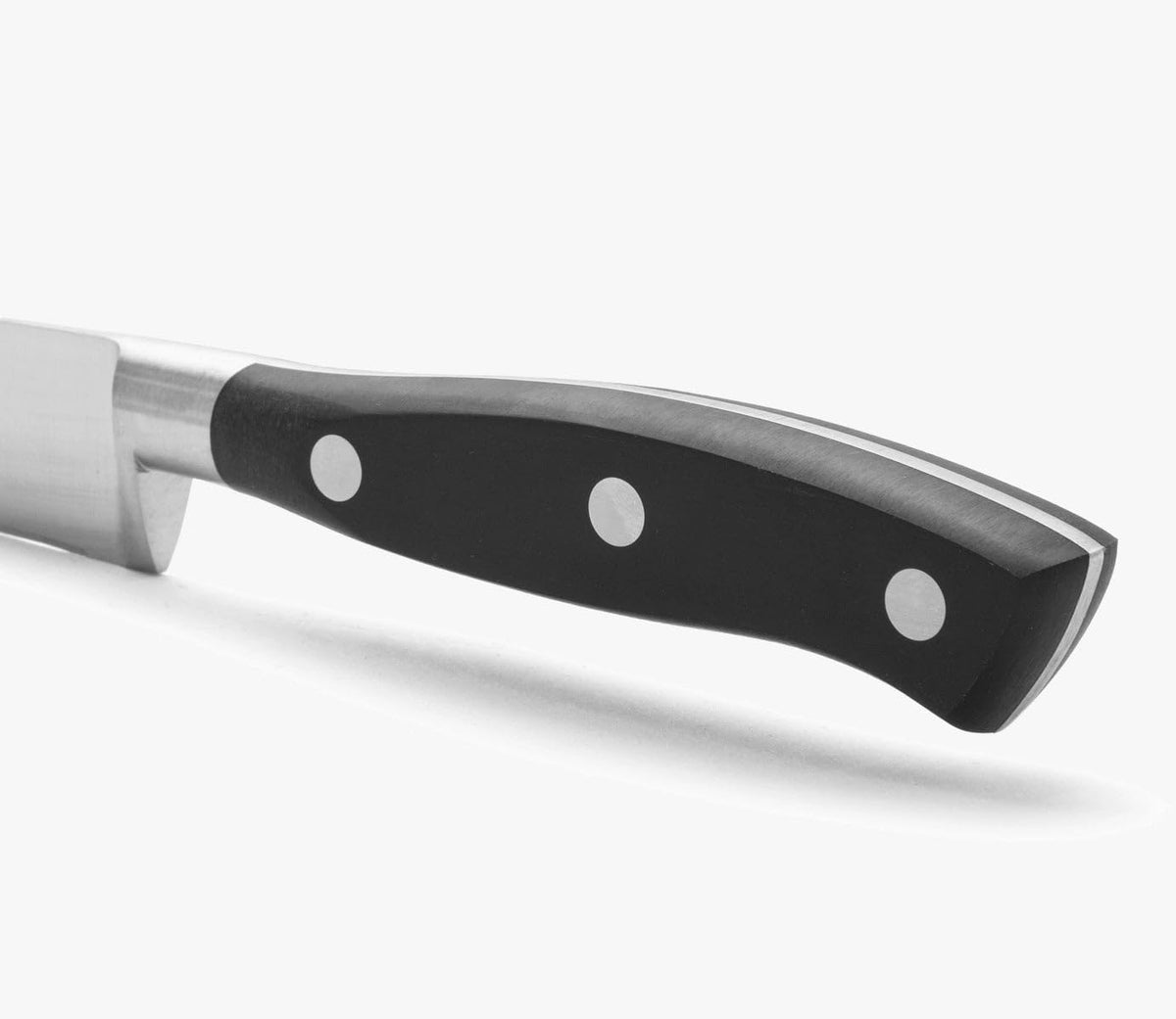 Forged Knife Serrated 5 Inch Nitrum Stainless Steel and 130 mm blade. Ergonomic Polyoxymethylene POM Handle. Series Riviera. Color Black