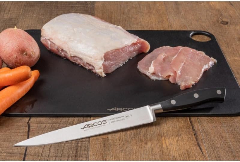 Forged Knife Serrated 5 Inch Nitrum Stainless Steel and 130 mm blade. Ergonomic Polyoxymethylene POM Handle. Series Riviera. Color Black