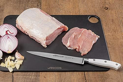 Forged Knife Serrated 5 Inch Nitrum Stainless Steel and 130 mm blade. Ergonomic Polyoxymethylene POM Handle. Series Riviera. Color Black